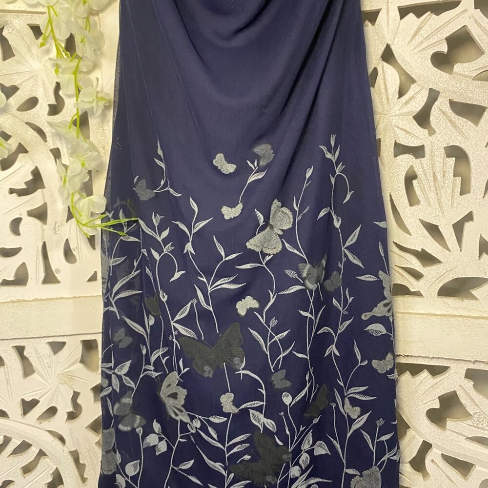 1990s All That Jazz Navy Blue Butterfly Dress View 3